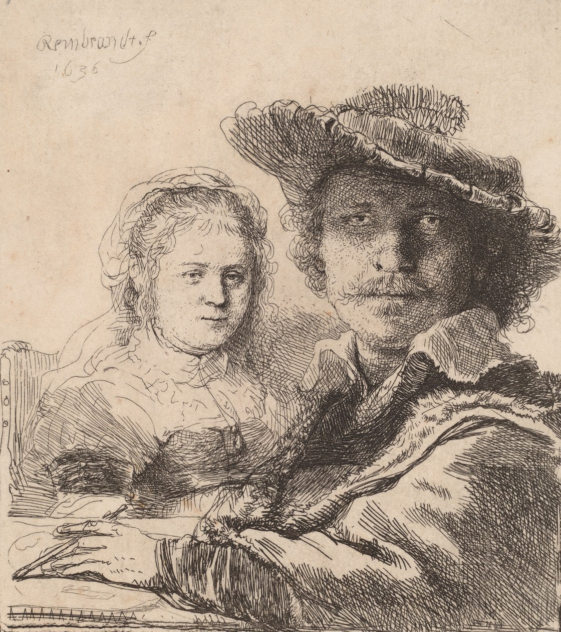 Omakuva Saskian kanssa, 1636. tekijältä Rembrandt van Rijn
