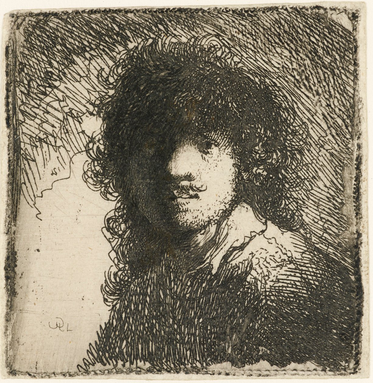 Omakuva paljaspää: rintakuva, n. 1629. tekijältä Rembrandt van Rijn