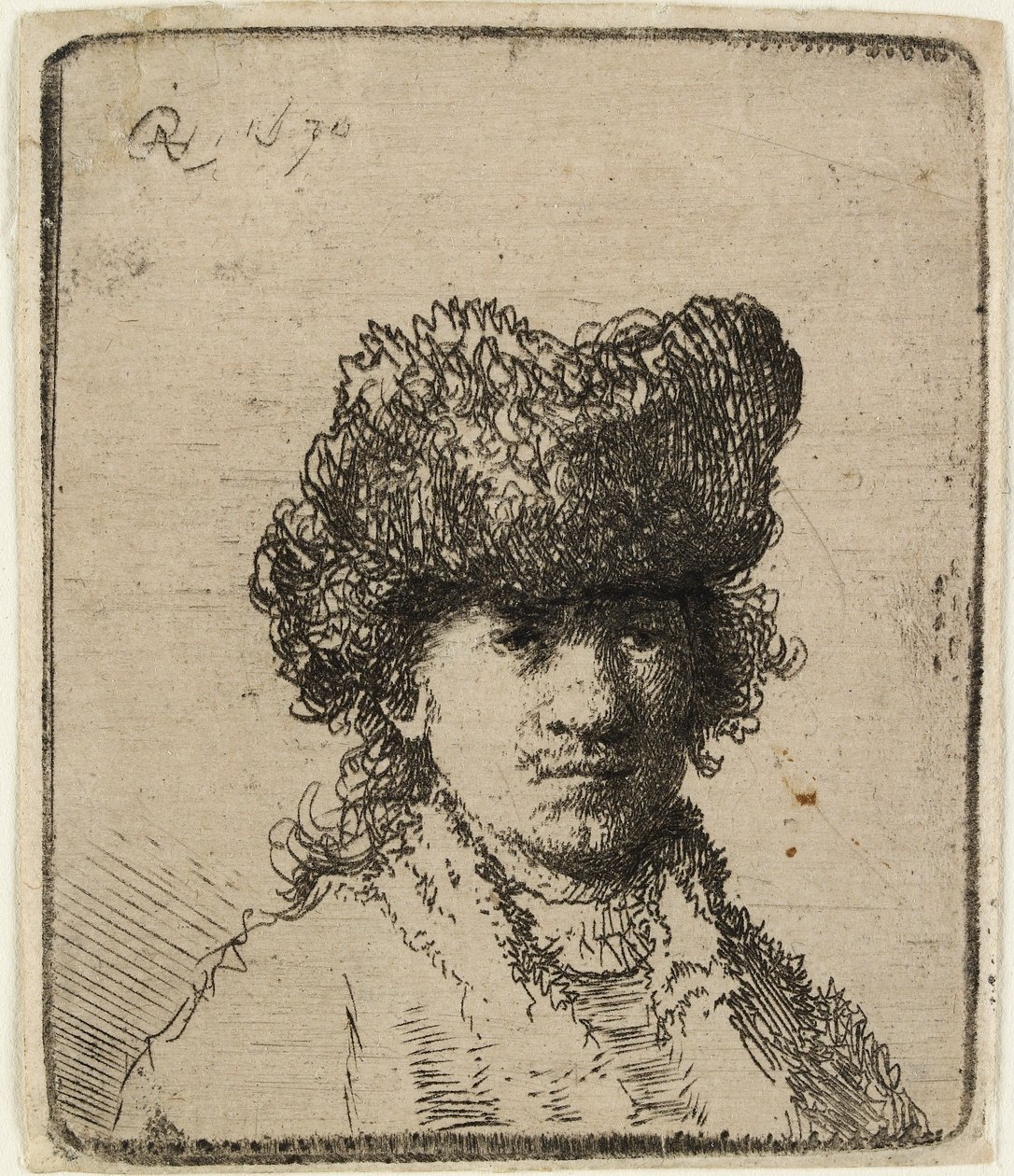 Omakuva turkislakissa: rintakuva, 1630. tekijältä Rembrandt van Rijn