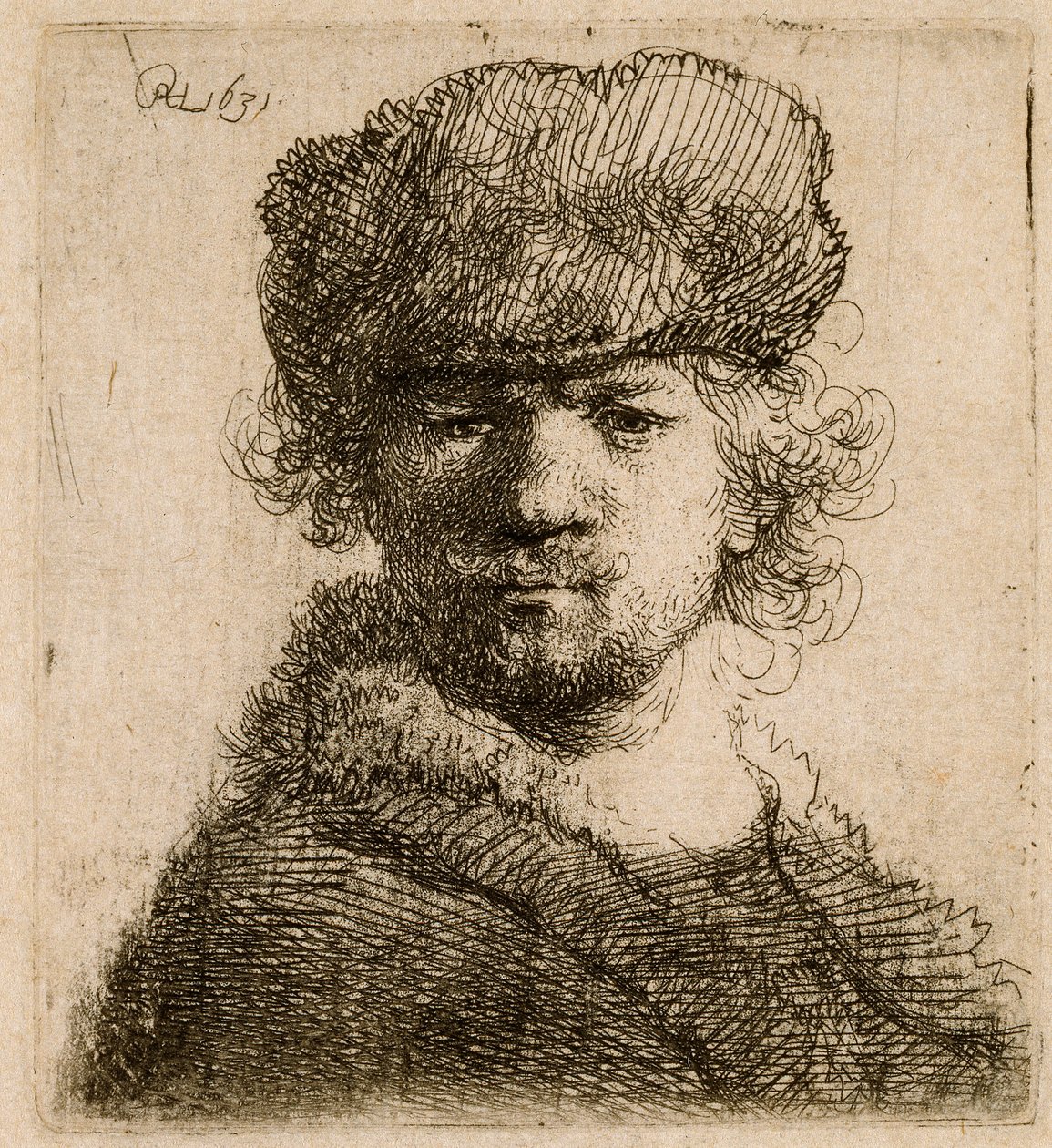 Omakuva raskaassa turkislakissa: rintakuva, 1631. tekijältä Rembrandt van Rijn