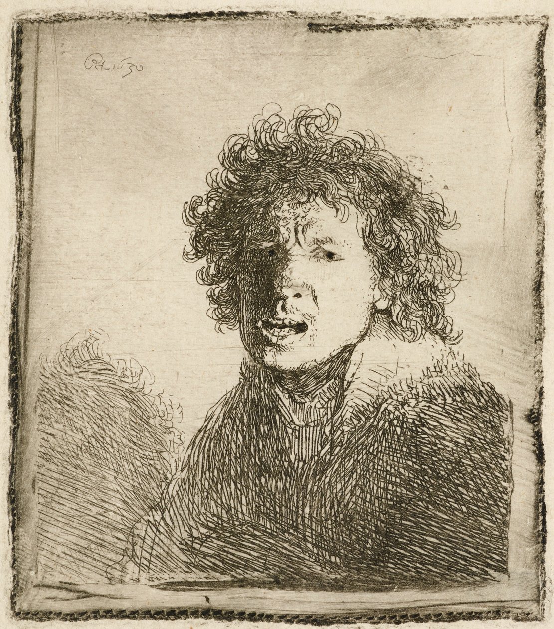 Omakuva suu auki, kuin huutaisi: rintakuva, 1630. tekijältä Rembrandt van Rijn