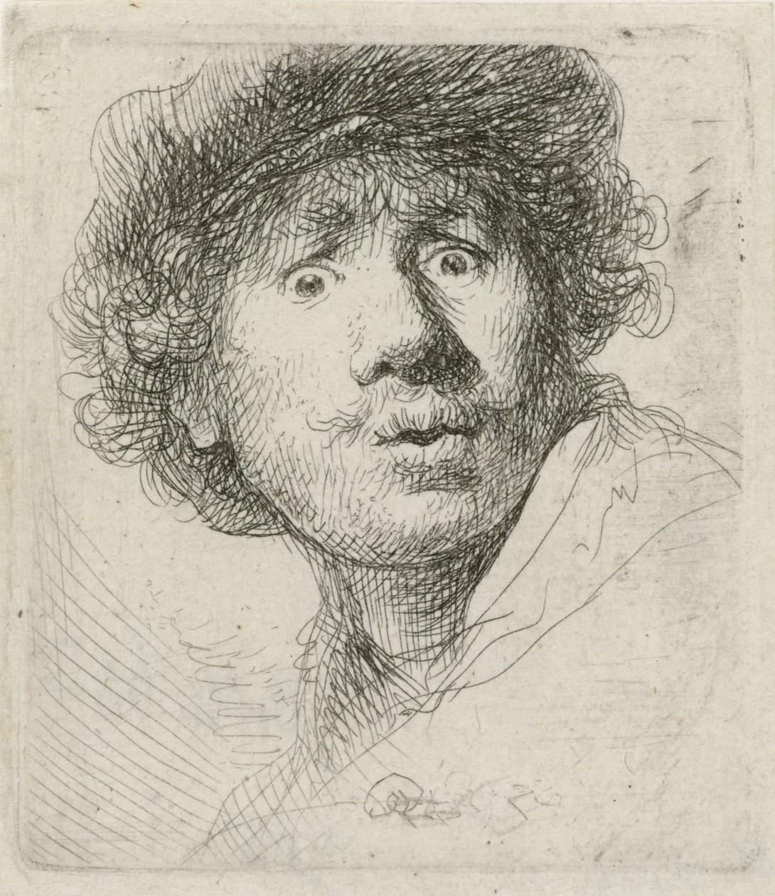 Omakuva baretilla ja suurisilmäisellä, 1630 tekijältä Rembrandt van Rijn