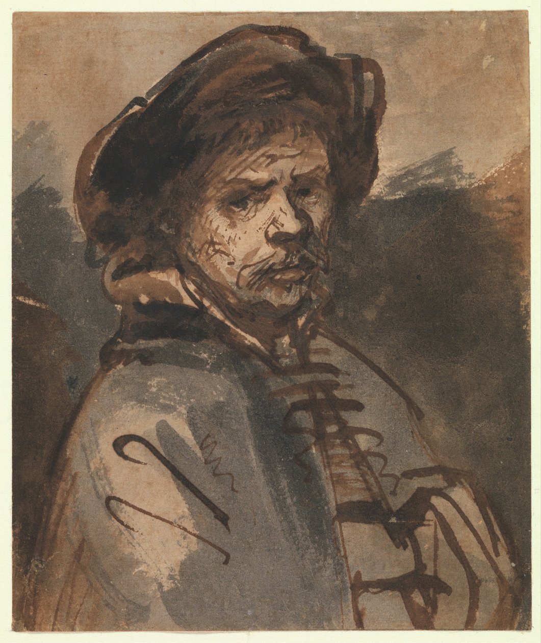 Omakuva, 1635-40 (kynä ja ruskea muste) tekijältä Rembrandt van Rijn