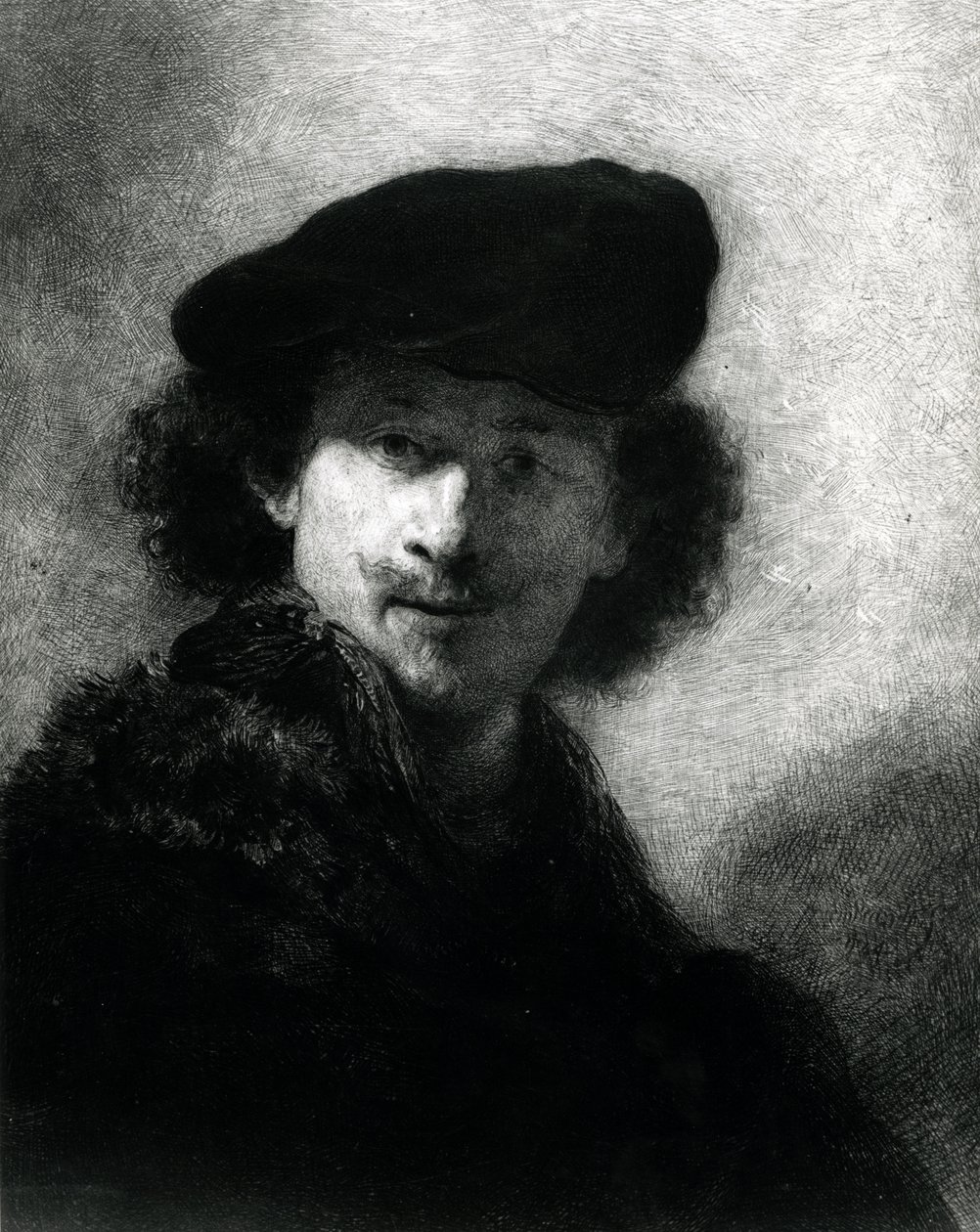 Omakuva samettibaretilla tekijältä Rembrandt van Rijn