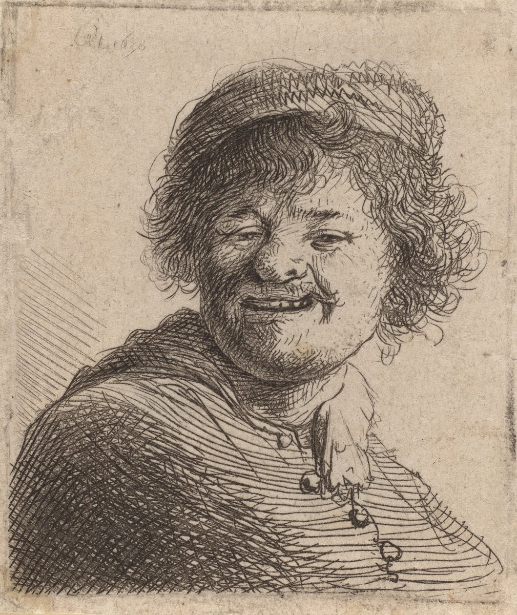 Omakuva lippassa Laughing, 1630 tekijältä Rembrandt van Rijn