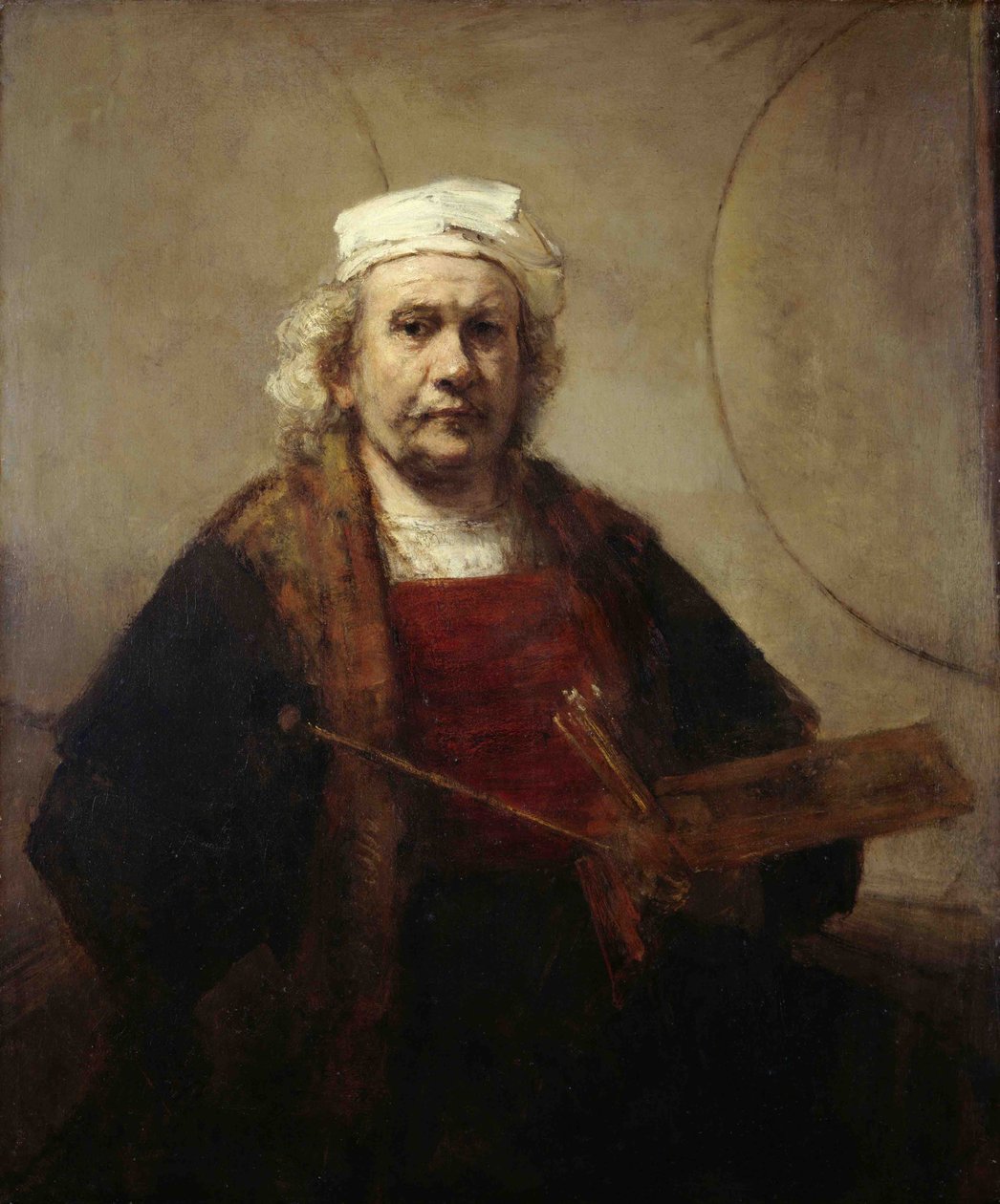 Omakuva kahdella ympyrällä, n. 1665-1669 tekijältä Rembrandt van Rijn