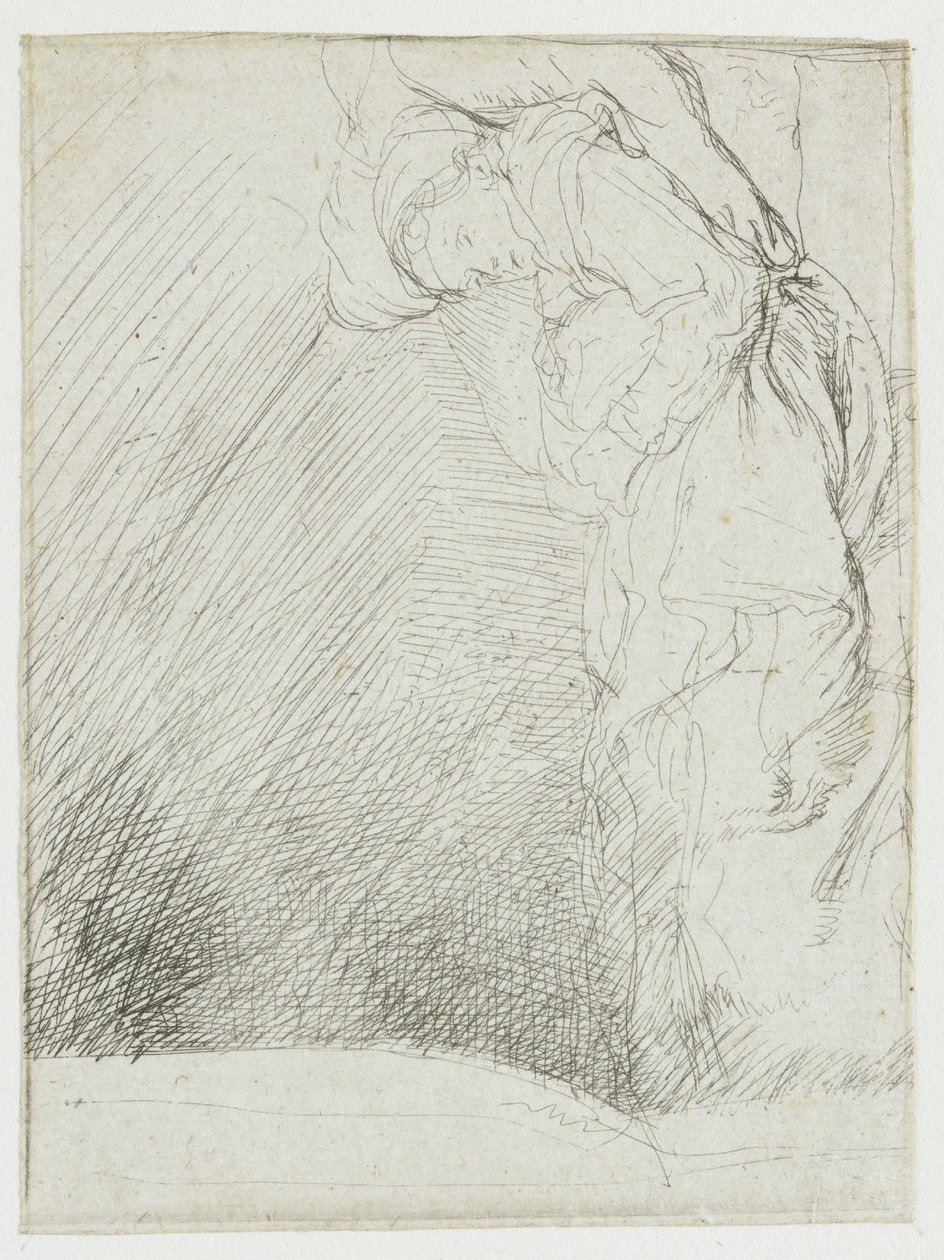 Tutkimusarkki, jossa nainen makaa sairaana sängyssä tekijältä Rembrandt van Rijn