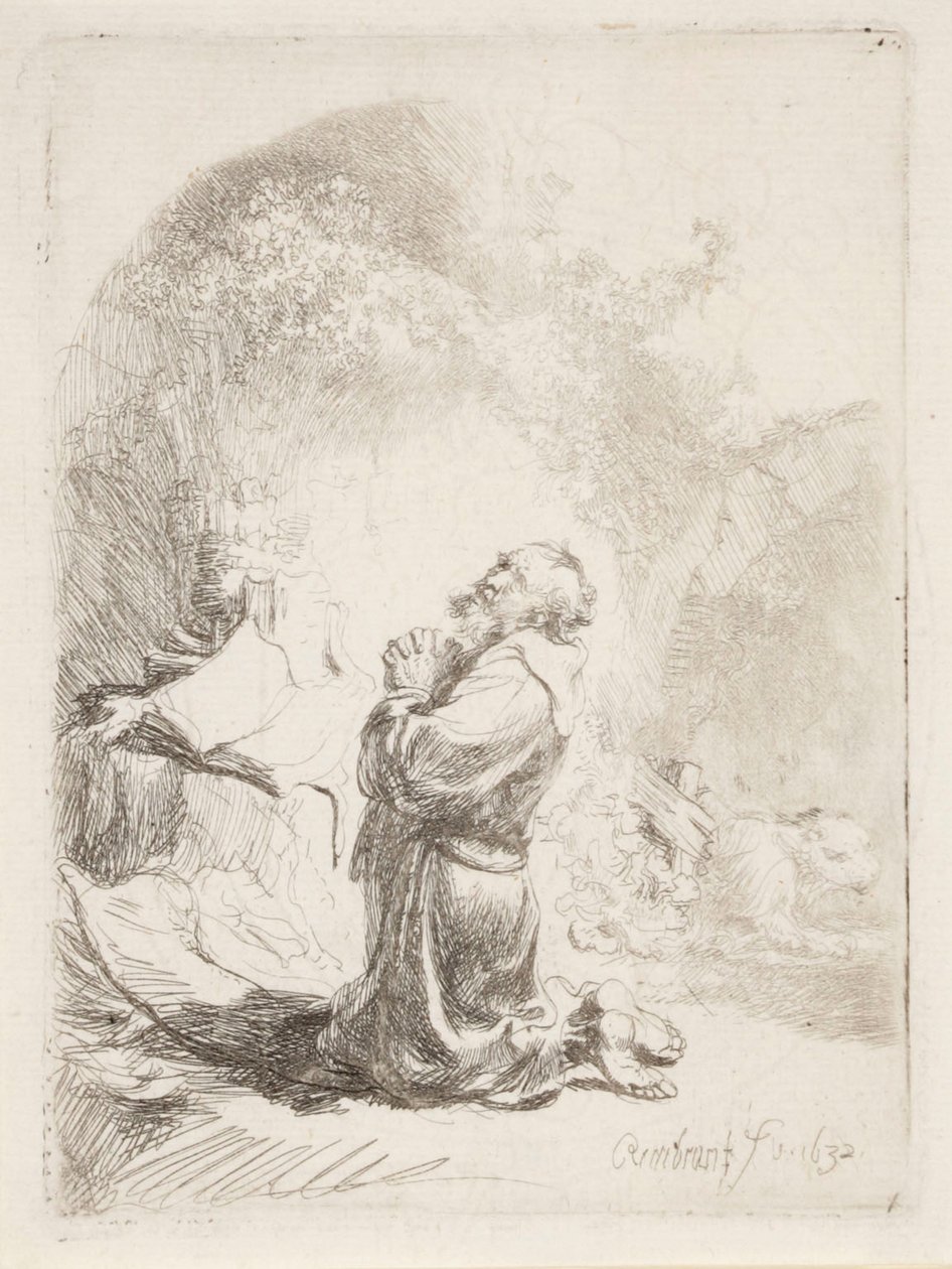 Pyhä Hieronymus rukoilemassa tekijältä Rembrandt van Rijn