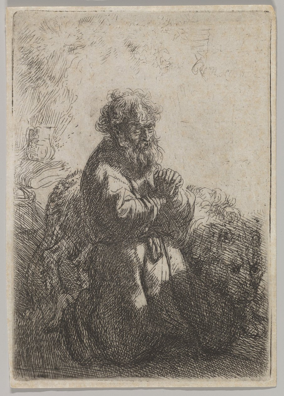 Pyhä Hieronymus rukouksessa, 1635. tekijältä Rembrandt van Rijn
