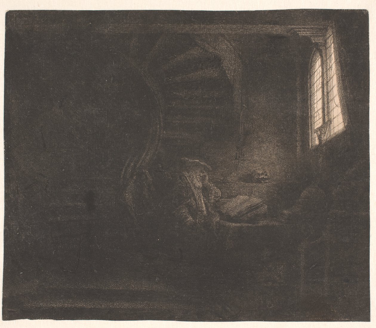Pyhä Hieronymus pimeässä huoneessa tekijältä Rembrandt van Rijn