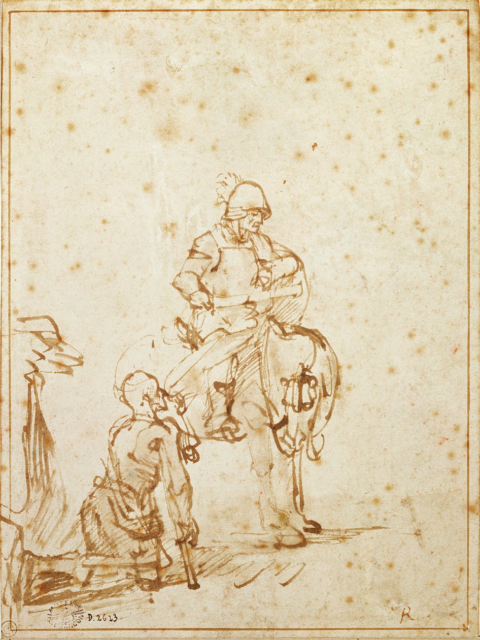 Pyhä Martinus ja kerjäläinen tekijältä Rembrandt van Rijn