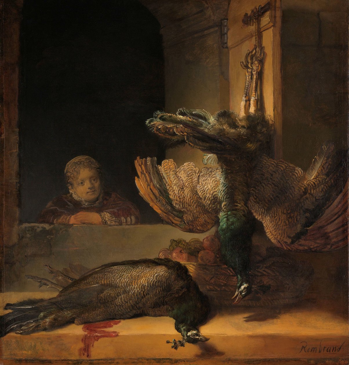 Asetelma riikinkukon kanssa Asetelma kuolleiden riikinkukkojen kanssa tekijältä Rembrandt van Rijn