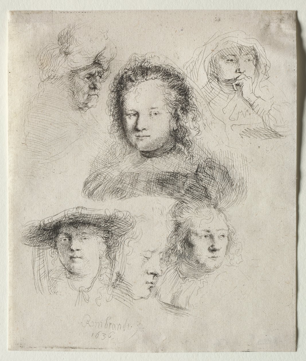 Saskian päällikön ja muiden opintoja tekijältä Rembrandt van Rijn