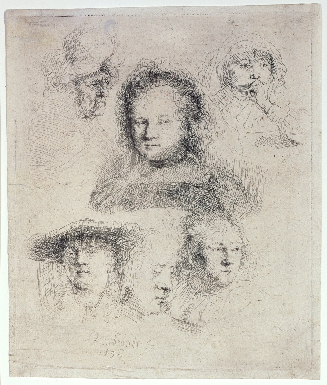 Tutkimuksia Saskian pääkuvasta ja muista tekijältä Rembrandt van Rijn