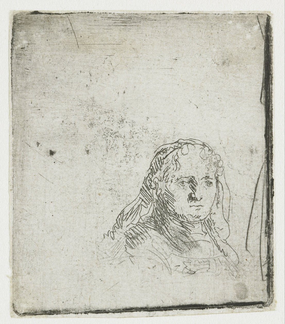 Tutkimus naisen päästä tekijältä Rembrandt van Rijn