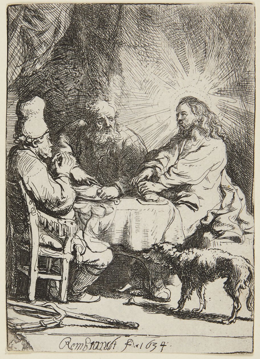 Illallinen Emmauksessa (pieni annos) tekijältä Rembrandt van Rijn