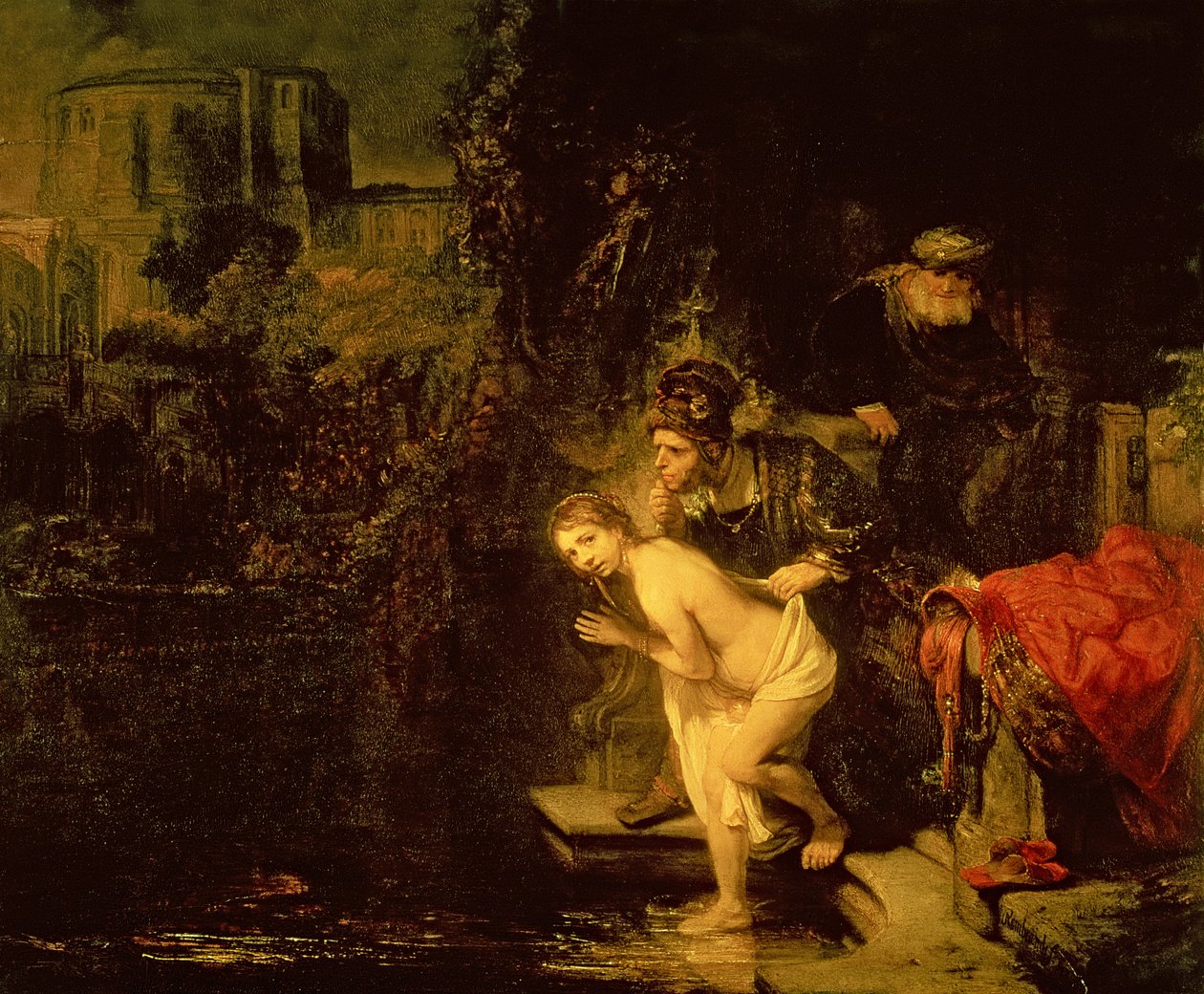 Susanna ja vanhimmat, 1647 (öljy mahonkilevylle) tekijältä Rembrandt van Rijn