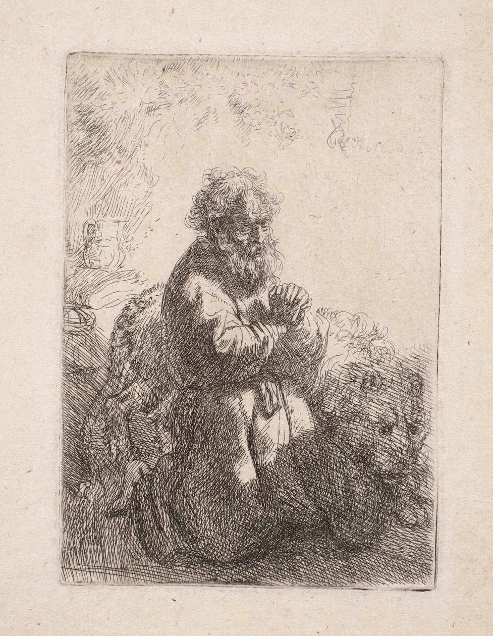 Pyhä Hieronymus rukoilemassa tekijältä Rembrandt van Rijn