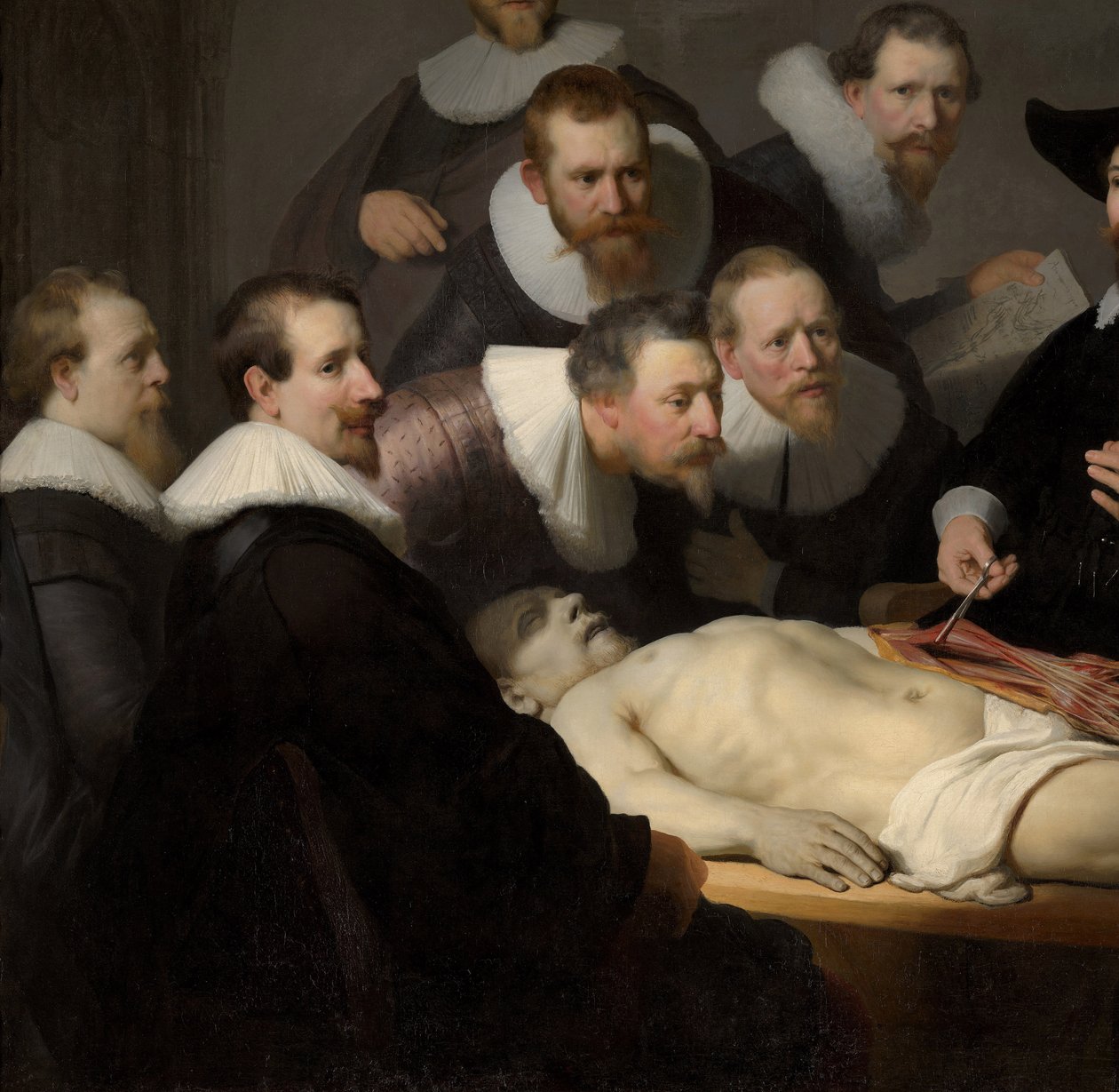 Tohtori Nicolaes Tulpin anatomiatunti, 1632 (yksityiskohta 7543) tekijältä Rembrandt van Rijn
