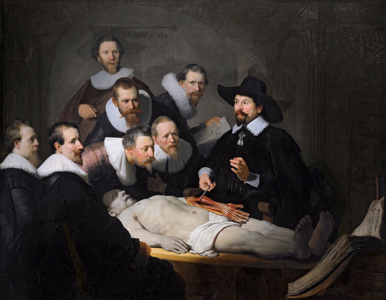 Tohtori Nicolaes Tulpin anatomian oppitunti, 1632 tekijältä Rembrandt van Rijn