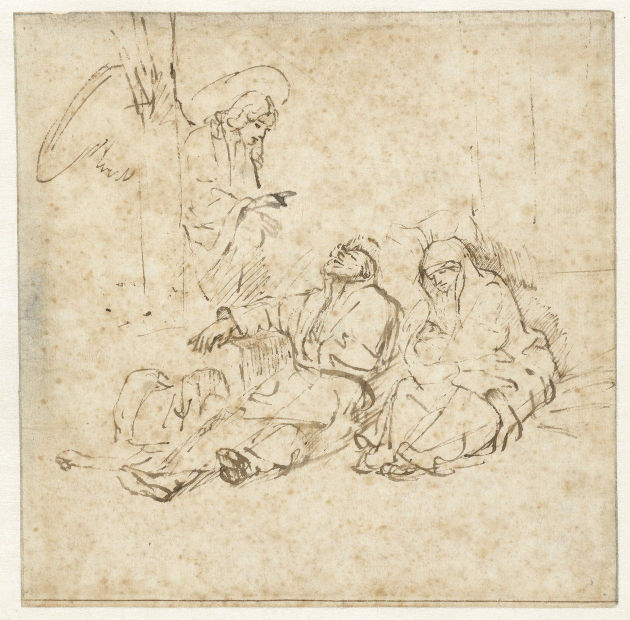 Enkeli, joka ilmestyi Joosefille unessa tekijältä Rembrandt van Rijn
