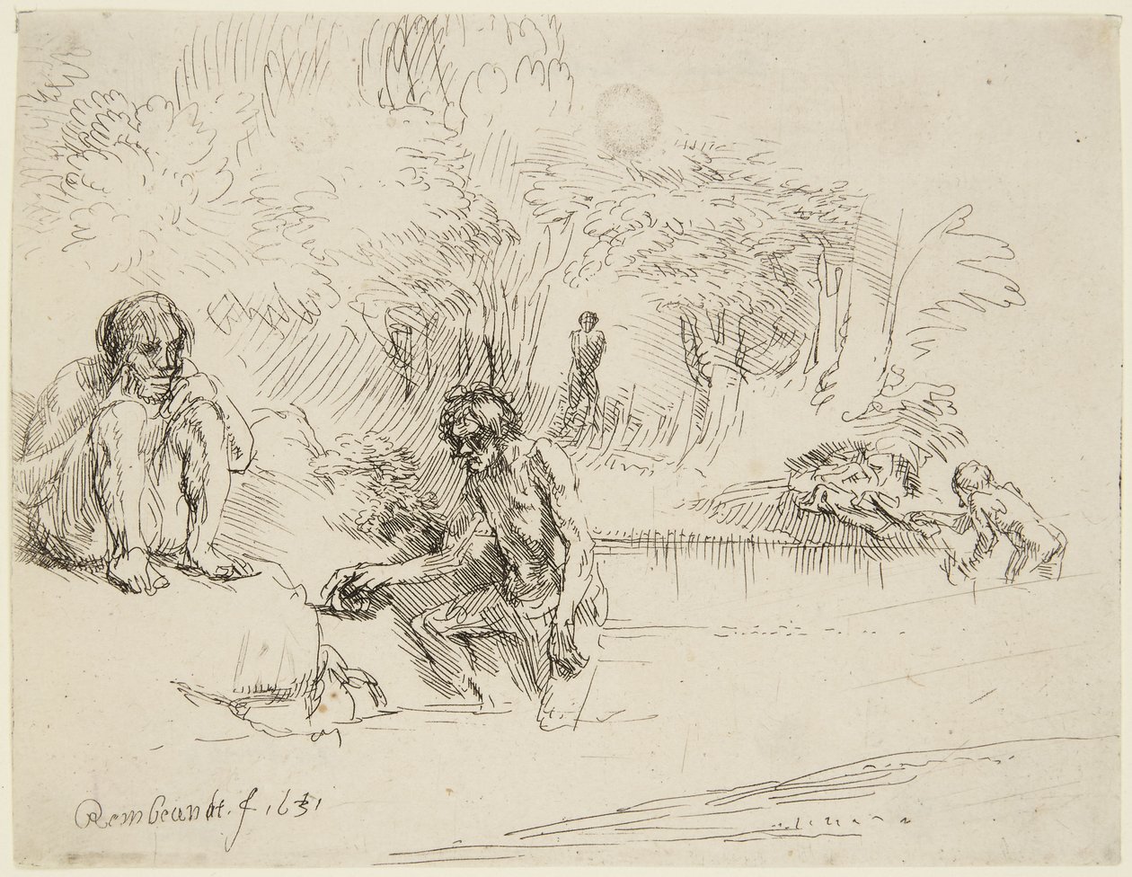 Uimarit (Bartsch 195; Hind 250 II) tekijältä Rembrandt van Rijn