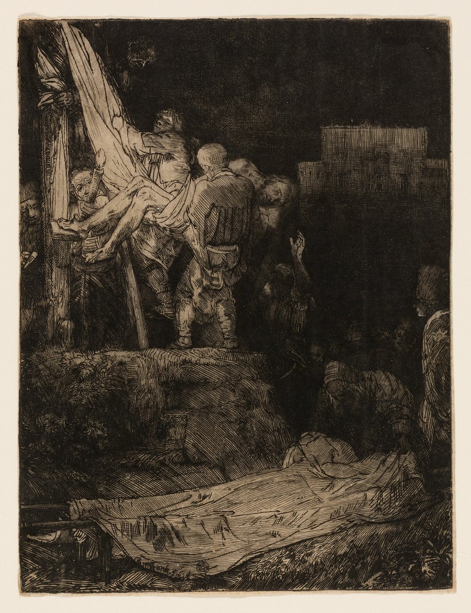 Laskeutuminen ristiltä soihdunvalossa tekijältä Rembrandt van Rijn