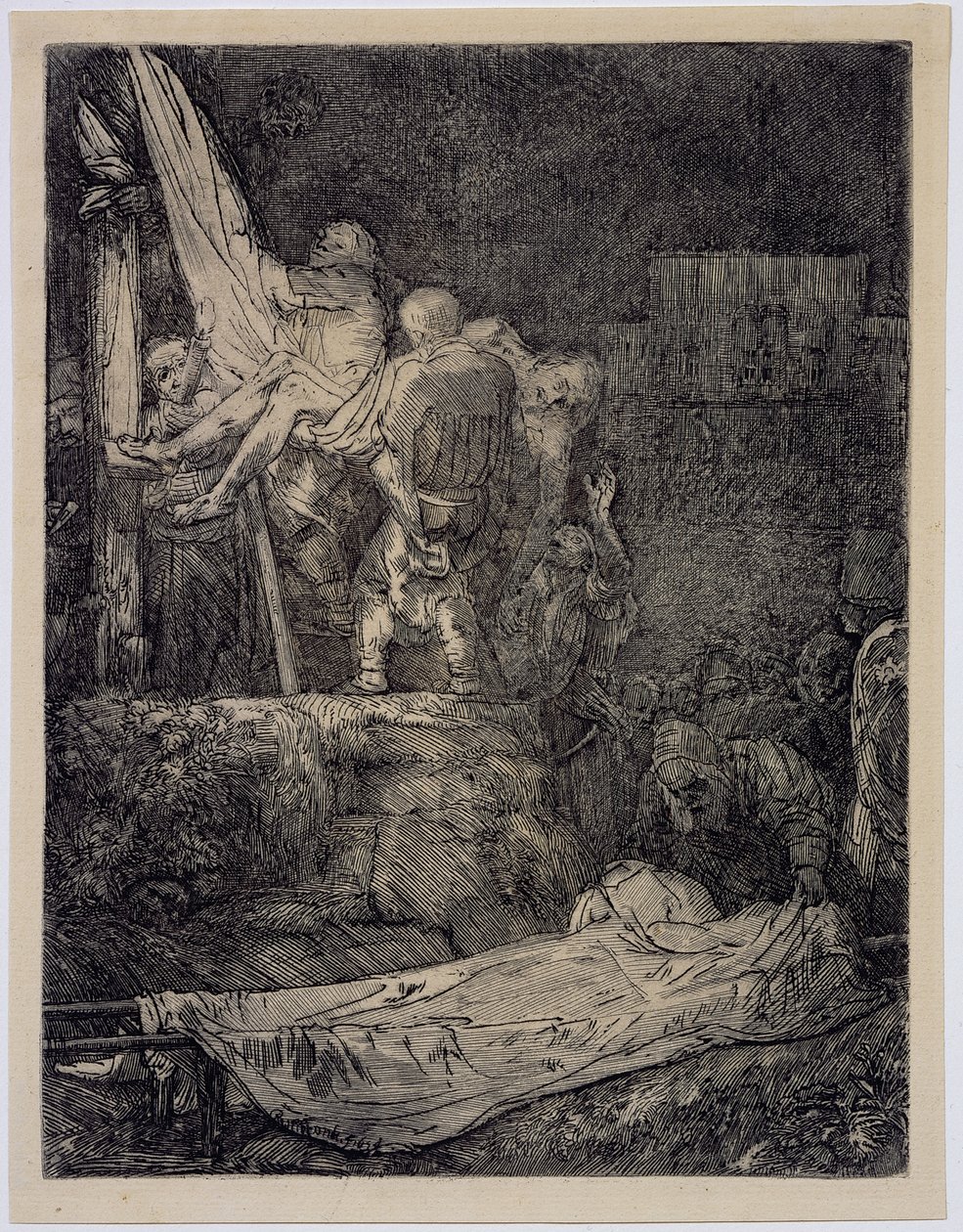 Laskeutuminen ristiltä soihdunvalossa tekijältä Rembrandt van Rijn