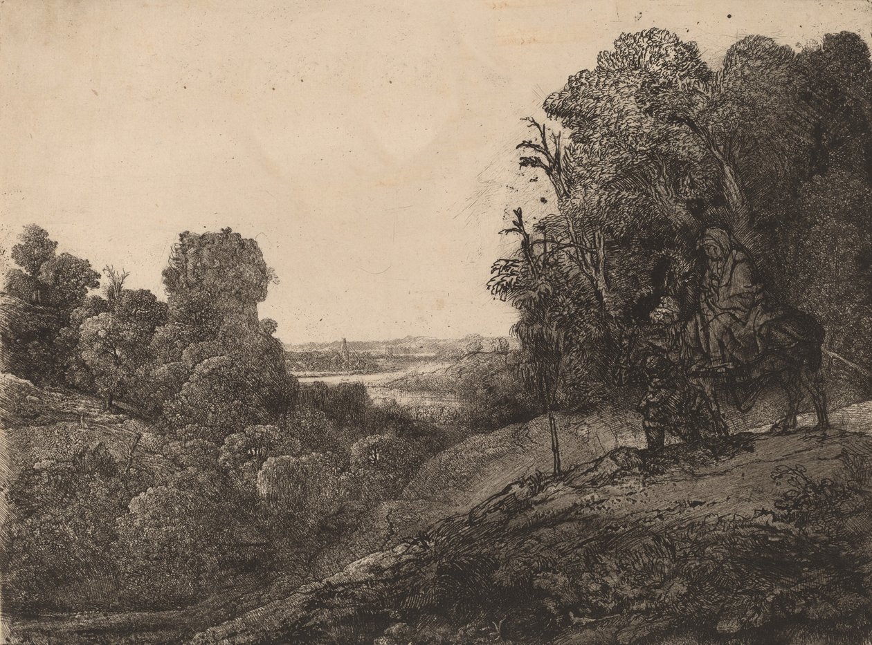 Lento Egyptiin: Altered from Seghers, n. 1653. tekijältä Rembrandt van Rijn