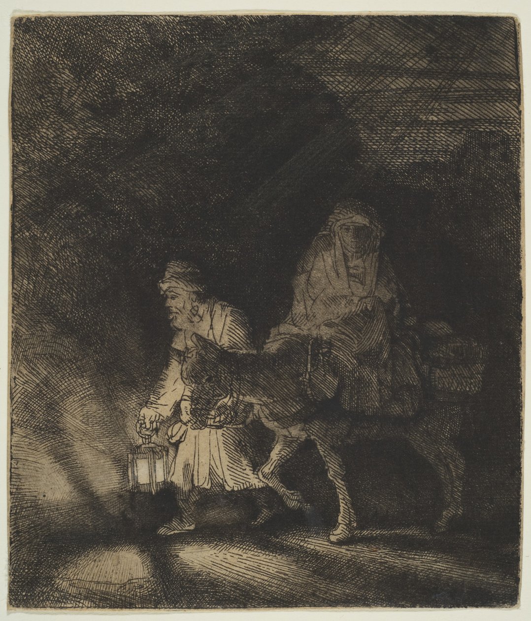 Lento Egyptiin: Night Piece, 1651. tekijältä Rembrandt van Rijn