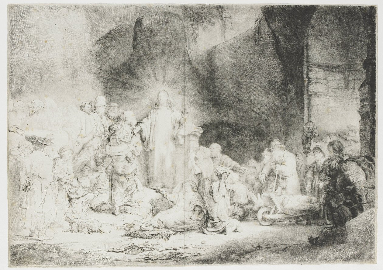Sadan guldenin painokuva tekijältä Rembrandt van Rijn