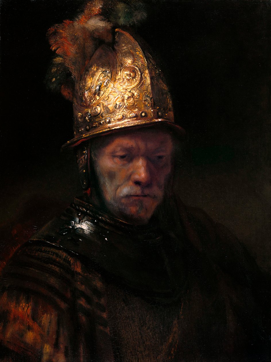 Mies kultaisella kypärällä, n. 1650 tekijältä Rembrandt van Rijn