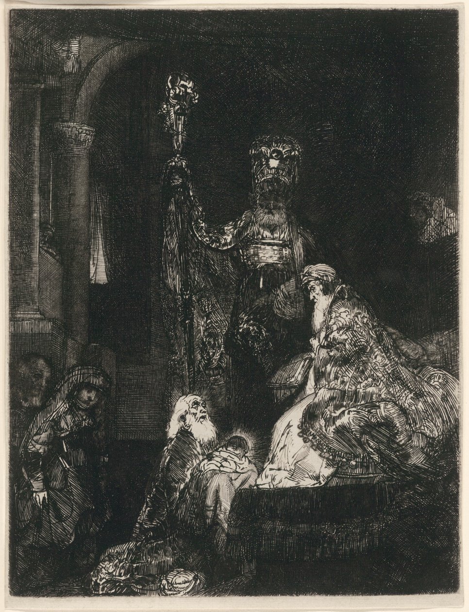 Esitys temppelissä pimeällä tavalla tekijältä Rembrandt van Rijn