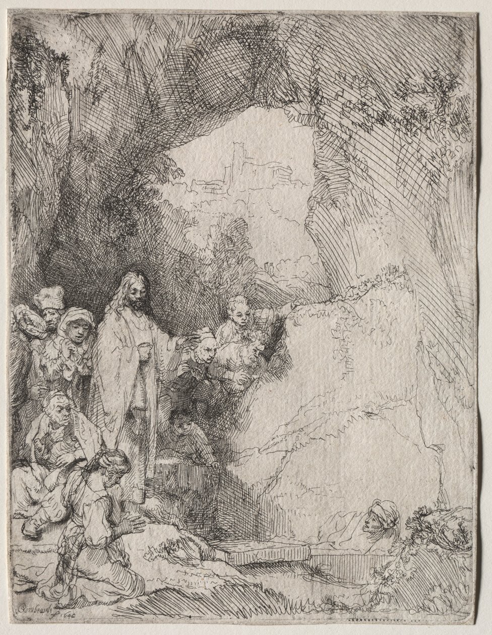 Lasaruksen herättäminen: Pieni lautanen, 1642. tekijältä Rembrandt van Rijn