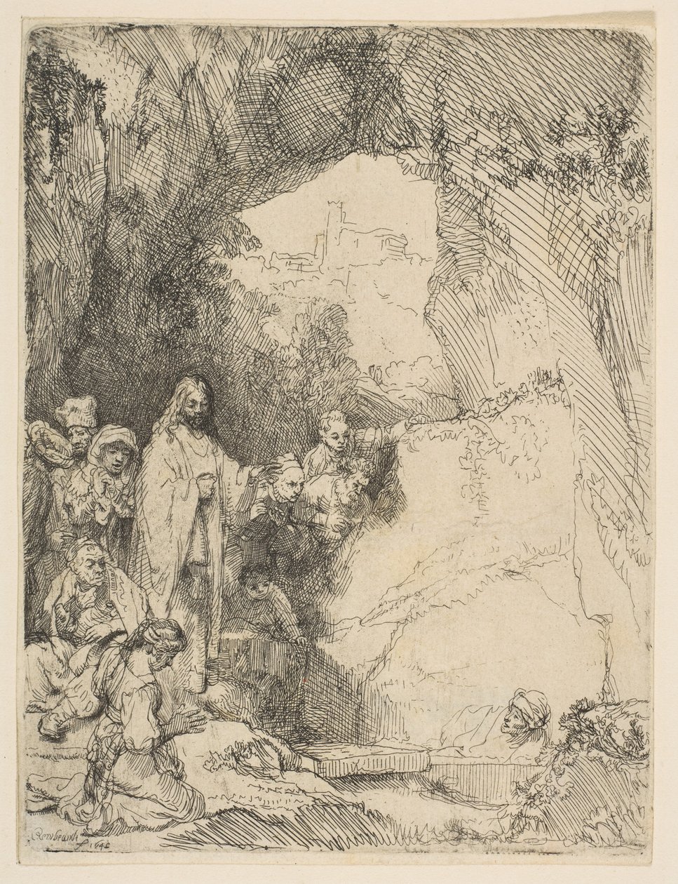 Lasaruksen ylösnousemus, pieni levy, 1642. tekijältä Rembrandt van Rijn