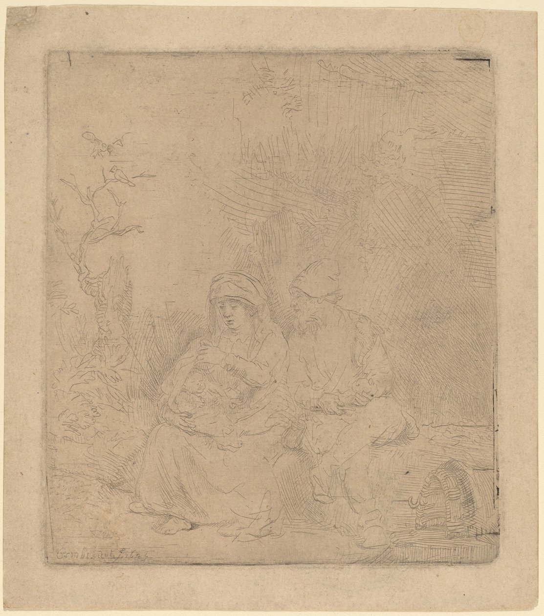 Loput lennossa: kevyesti syövytetty, 1645. tekijältä Rembrandt van Rijn