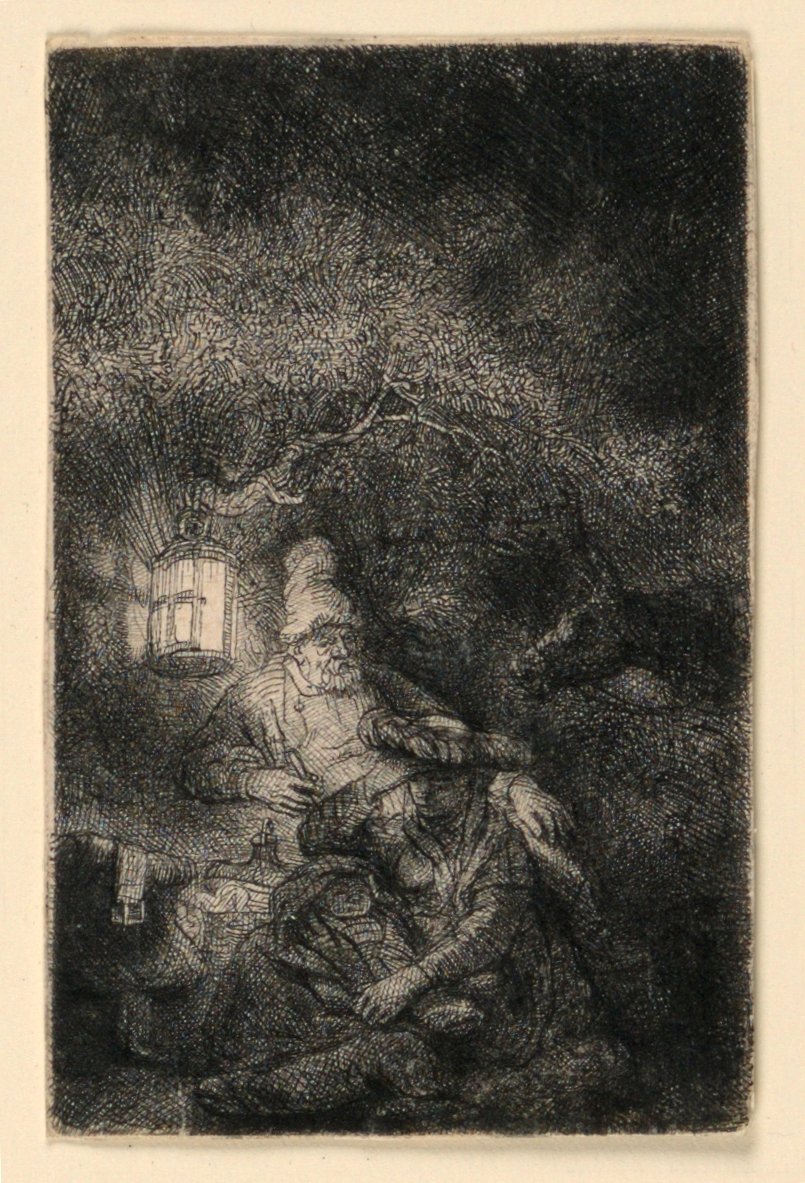 Loput lennossa Egyptiin: Night Piece tekijältä Rembrandt van Rijn