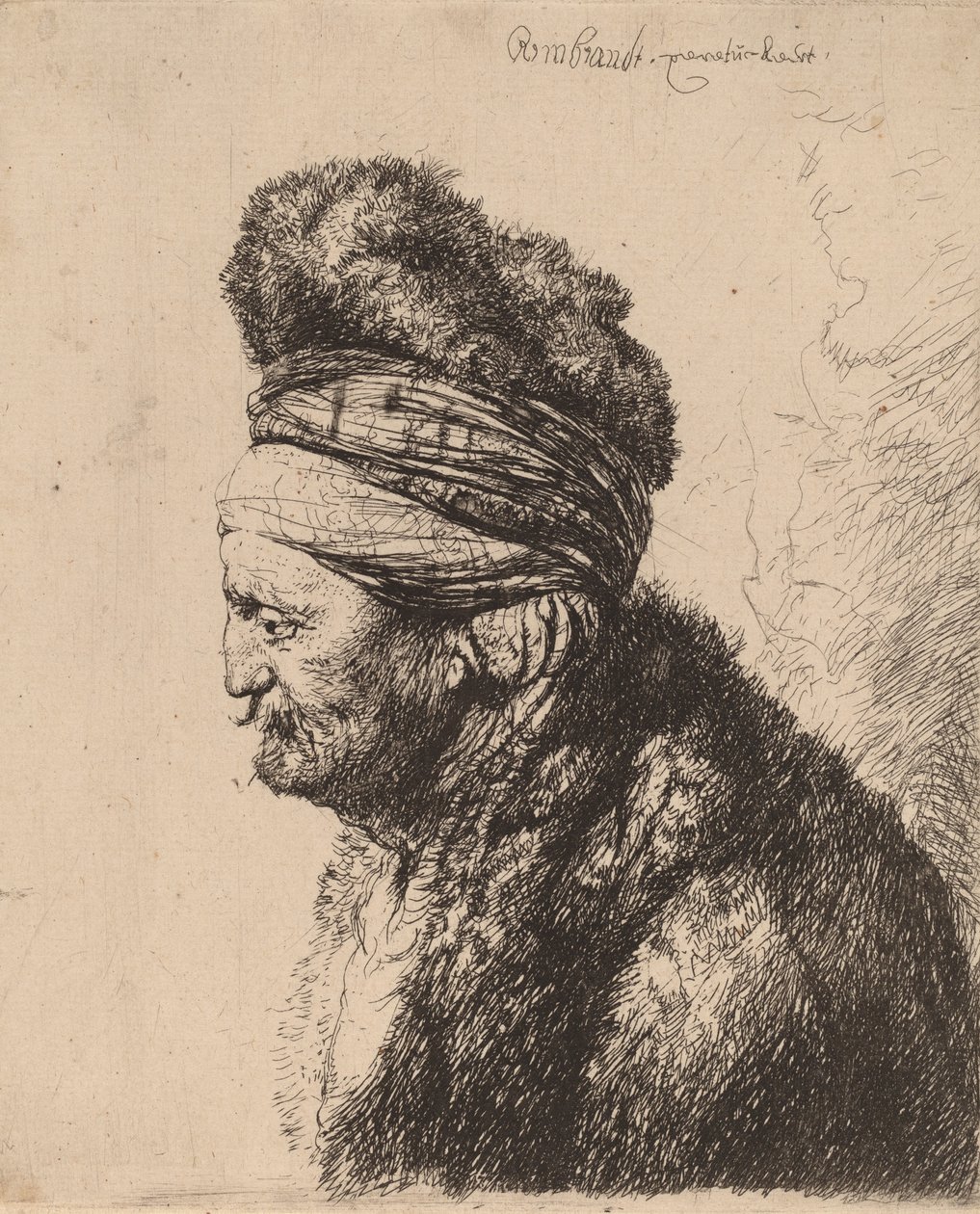 Toinen itämainen pää, n. 1635. tekijältä Rembrandt van Rijn