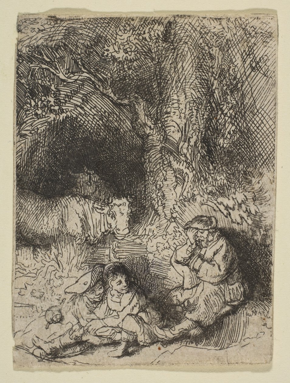 Nukkuva paimen, n. 1644. tekijältä Rembrandt van Rijn