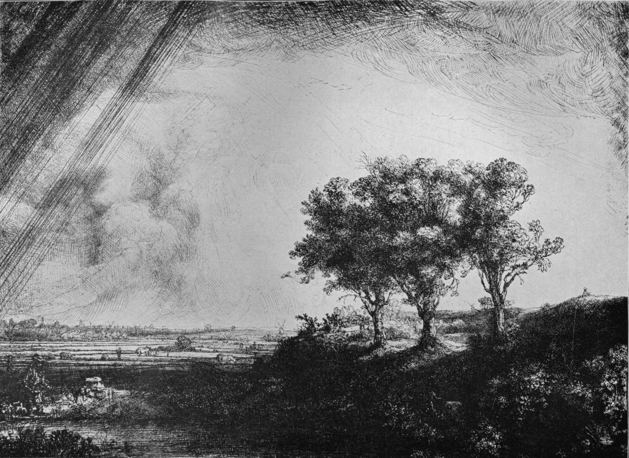 Kolme puuta, 1643 tekijältä Rembrandt van Rijn