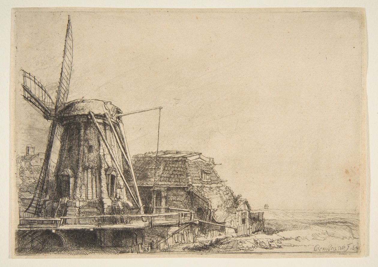 Tuulimylly, 1641. tekijältä Rembrandt van Rijn