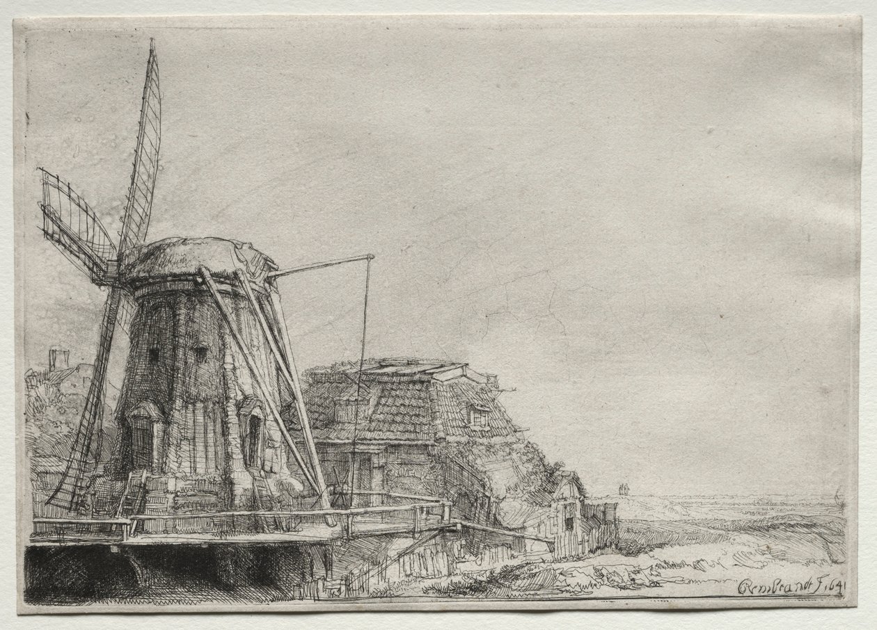 Tuulimylly, 1641. tekijältä Rembrandt van Rijn