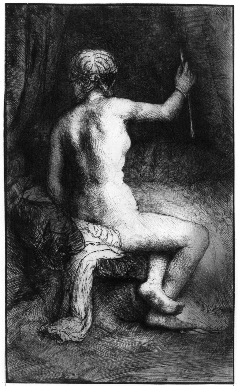 Nainen nuolen kanssa tekijältä Rembrandt van Rijn