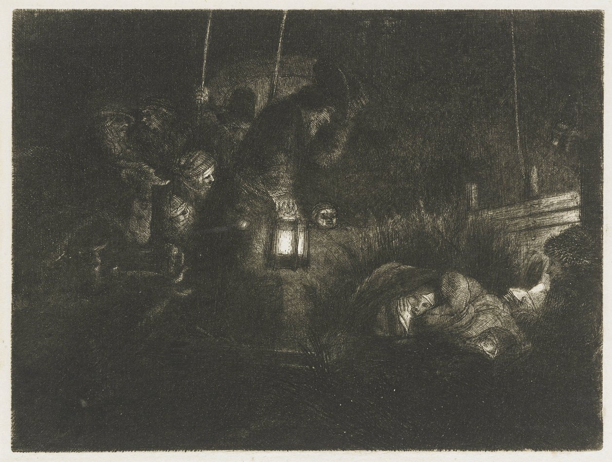 Paimenien kumarrus: yökuva tekijältä Rembrandt van Rijn