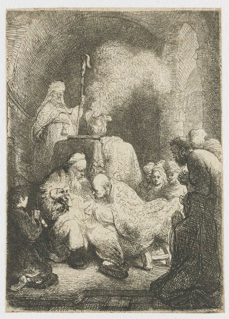 Ympärileikkaus: pieni laatta tekijältä Rembrandt van Rijn