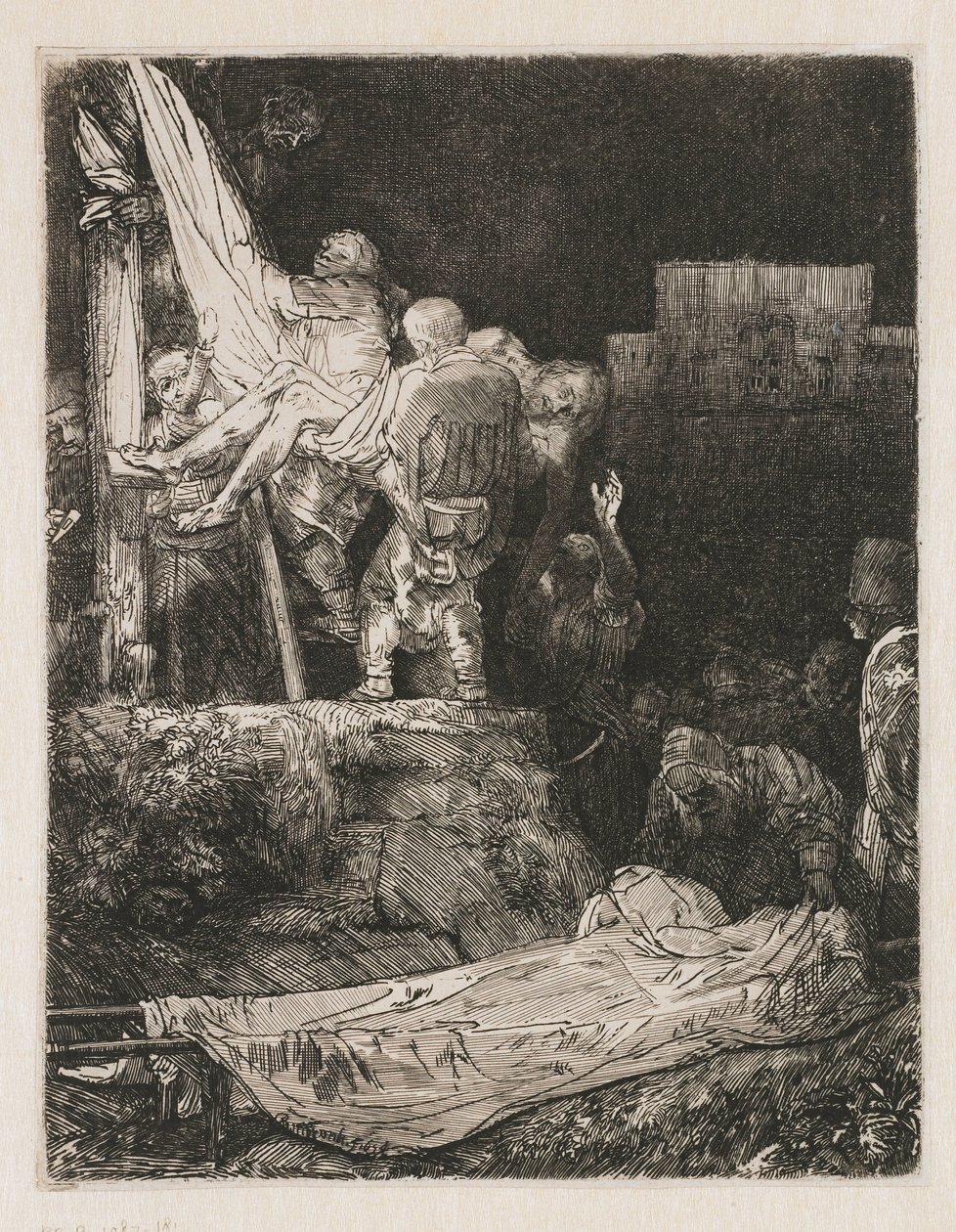 Laskeutuminen ristiltä soihdun valossa tekijältä Rembrandt van Rijn