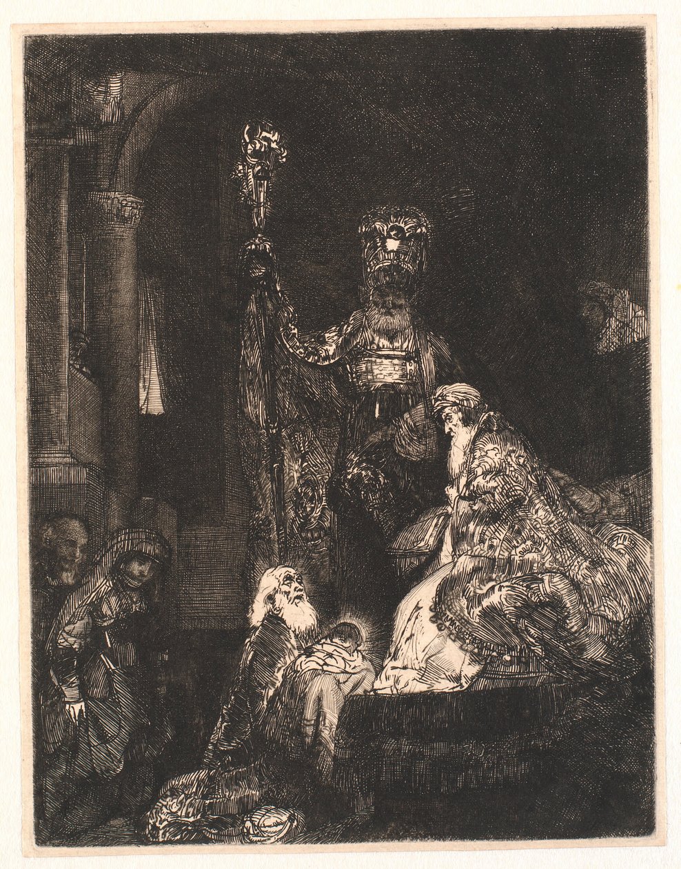 Esitys temppelissä: pimeällä tavalla tekijältä Rembrandt van Rijn