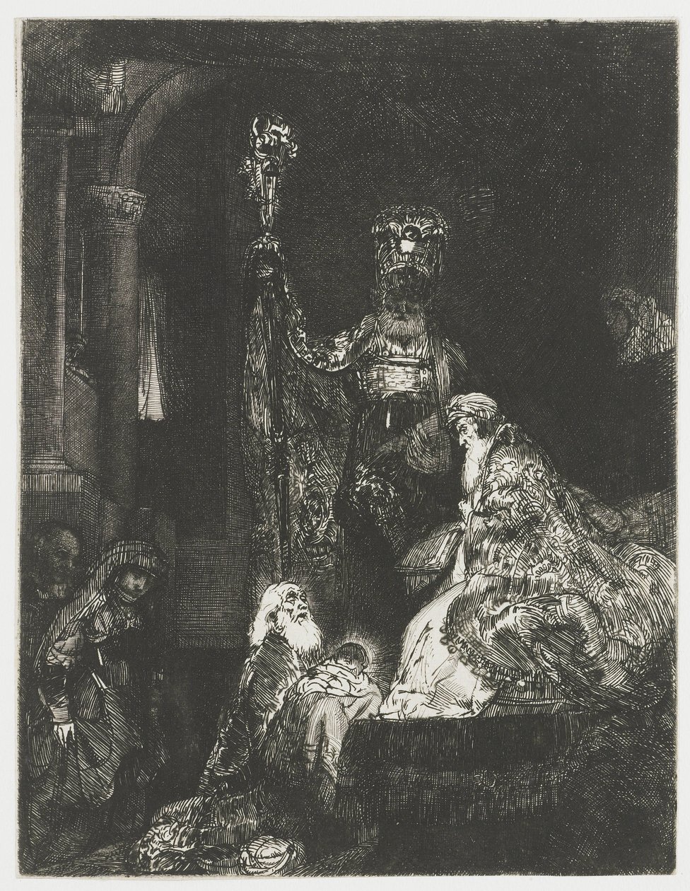 Esitys temppelissä pimeällä tavalla tekijältä Rembrandt van Rijn