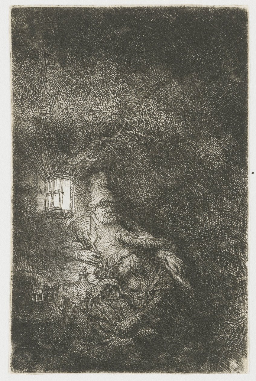 Loput Egyptiin suuntautuvasta lennosta: yökuva tekijältä Rembrandt van Rijn