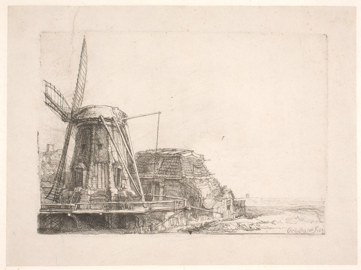 Tuulimylly tekijältä Rembrandt van Rijn